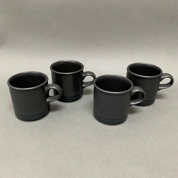 Pfaltzgraff Midnight Sun Black Coffee Cups Mugs Lot of 4 - Picture 1 of 8